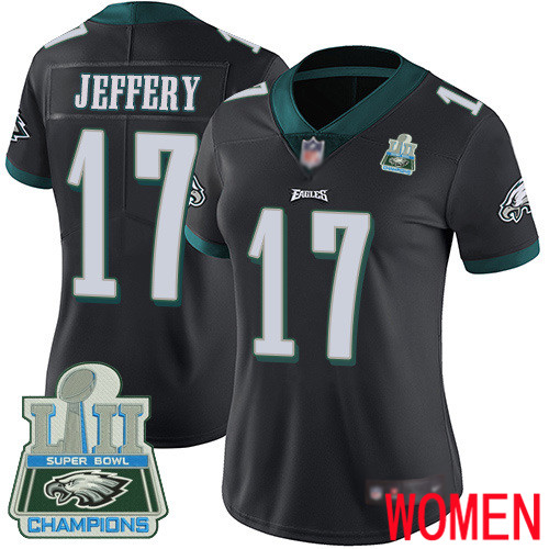Women Philadelphia Eagles 17 Alshon Jeffery Black Alternate Vapor Untouchable NFL Jersey Limited Player Super Bowl 100th
